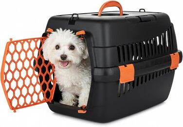 Транспортний бокс для котів та собак HAPPET Tiertransportbox Teddy M, темно-сірий, 56x37x37 см - міцний, добре провітрюваний, для подорожей