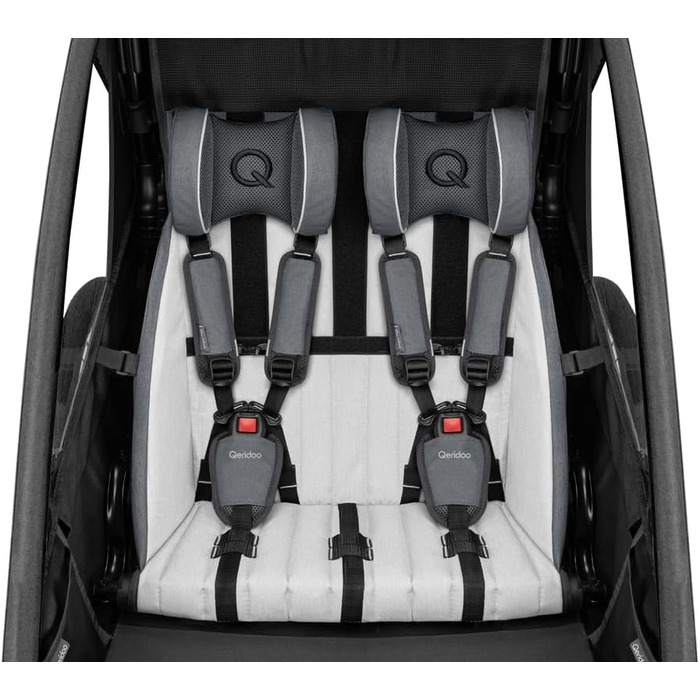 Qeridoo Sportrex 2 Limited Edition Jeans Blue: Дитячий велопричіп для 2 дітей, 360° обертове колесо, захист голови