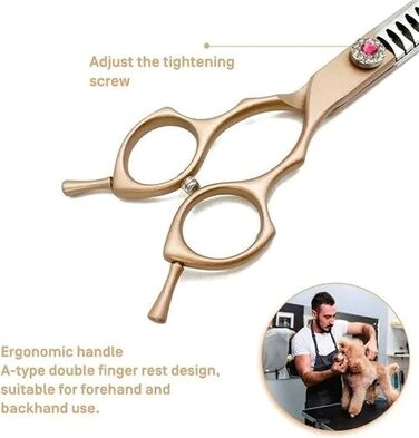 Набір професійних ножиць для грумінгу собак: прямі, вигнуті, розріджуючі (40%-50%)