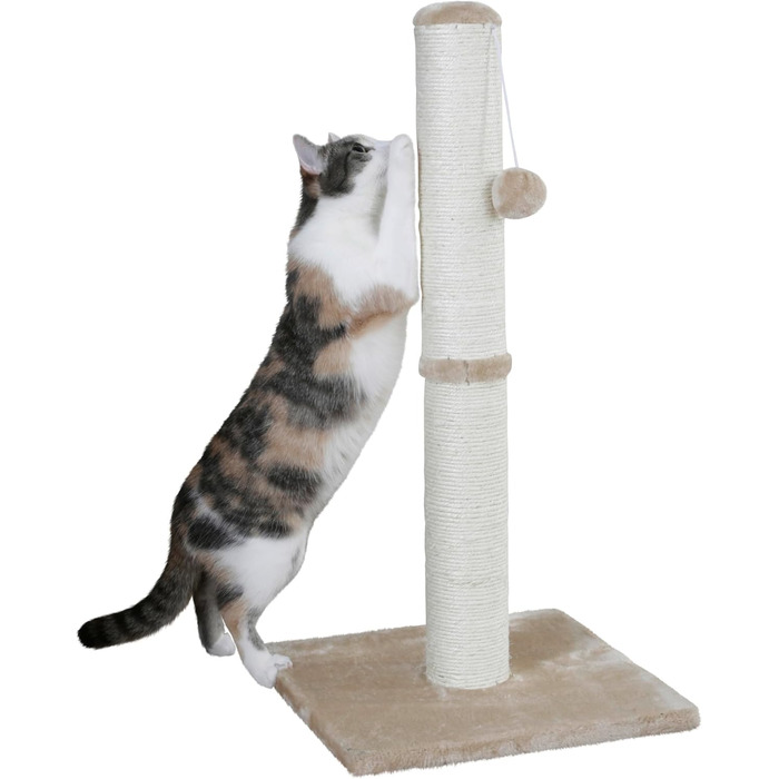 Дряпка для котів Kerbl Opal Maxi: кігтеточка з сизалю, 38x38x78 см, з м'ячиком, для малих та середніх котів