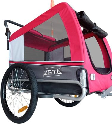 Papilioshop 2-в-1: велосипедний причіп та візок для собак та домашніх тварин, складаний, легкий та стабільний, для транспортування та прогулянок (M-червоний)