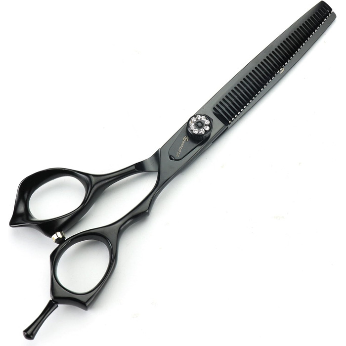 Професійна японська ножиця для грумінгу собак Pelz Schere 7 Zoll (20 см) з тонкою ножицею, чорний костюм