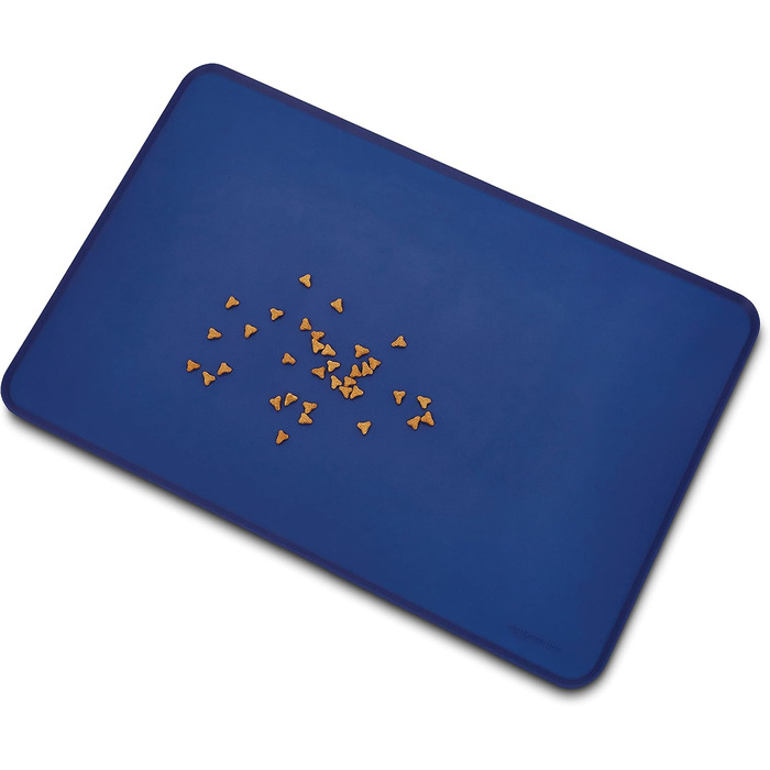 Силіконовий килимок під миску для тварин Amazon Basics, 47 x 29 см (2 шт.), блакитний