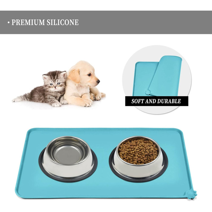 Силіконовий килимок для тварин Reopet - водонепроникний килимок для собак та котів з піднятими бортиками, 60 x 40 см, 1 шт.