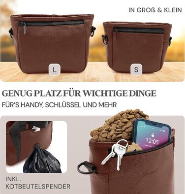 Лекарська сумочка для собак з штучної шкіри - сумка для прогулянок з магнітною застібкою однією рукою - сумка для собачих ласощів (розмір S - темно-коричневий) S Темно-коричневий