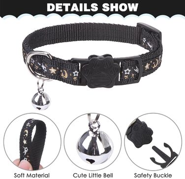 Шлейка для кота PAWCHIE з повідком та нашийником, вихідний замок, регульована, світиться в темряві, для кошенят, прогулянки на вулиці, чорний, середній