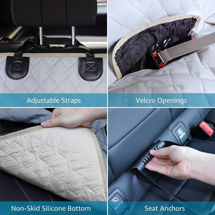 Водонепроникні чохли на сидіння для собак Lassie на заднє сидіння авто, захист від бруду та дитячі забруднення. Підходять для легкових, вантажних автомобілів та SUV.