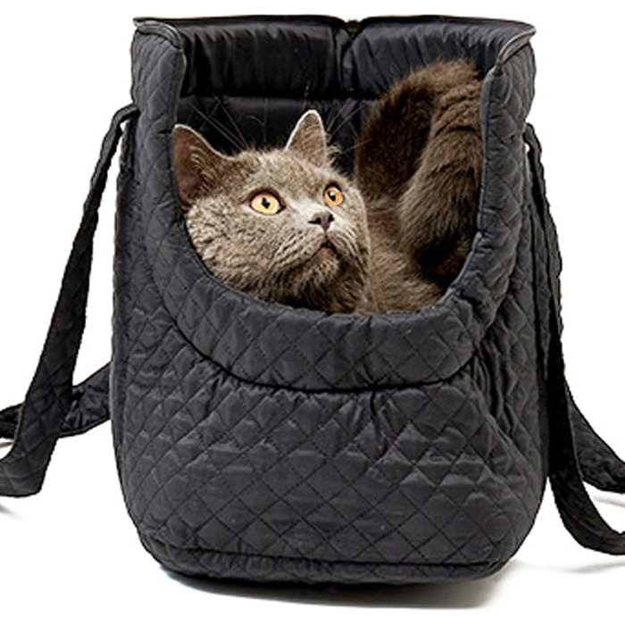 Сумка-переноска для собак та котів | Бавовняна переноска для цуценят та тварин | Легка чорна переноска з кишенями