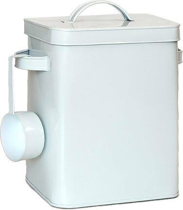 Металева коробка Relaxdays 6,5 л з дозатором для кормів та продуктів, герметична, біла