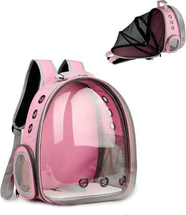 Рюкзак для кота та собаки Galatée, розширюваний, з вентиляцією, для подорожей, кемпінгу, хайкінгу (рожевий)