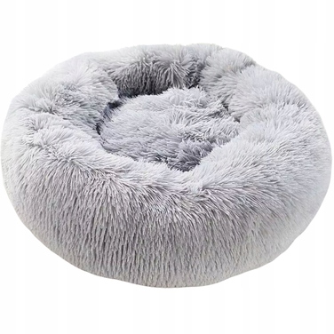 М'яке плюшеве ліжко для собак, сіре, 65 x 65 см