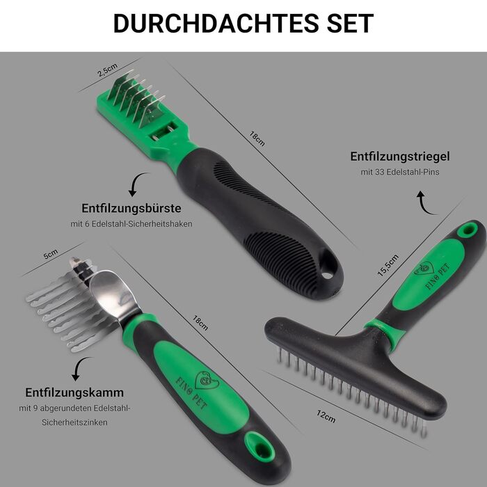 Набір для видалення шерсті для собак та котів: щітки для довгої та короткої шерсті, видалення підшерстка, гребінці