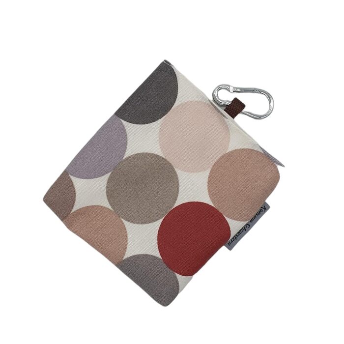 Сумка для ласощів для собак з магнітом та карабіном з ламінованої бавовни - принти в горошок, бежево-сірий