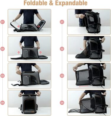 Рюкзак для кота та собаки Lekesky Groß XL (36x31x42 см), сірий. Розширюваний рюкзак-переноска для тварин до 8-10 кг з внутрішнім поводком та двома килимками.