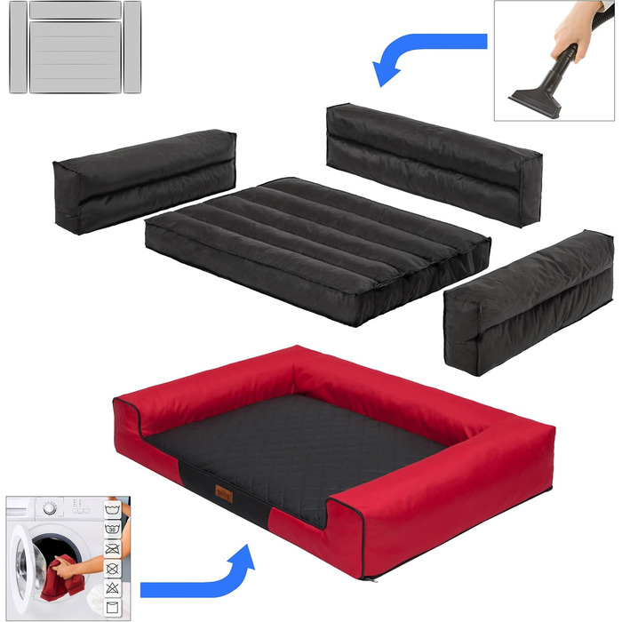 Килимок для собак XL (100x66 см) - червоний з чорною матрацом