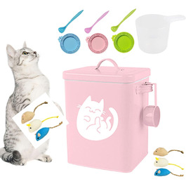 Контейнер для котячого корму JYCRA, портативний диспенсер для сухого корму з ложкою, рожевий