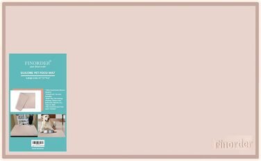 Силіконовий килимок для годівлі та води для тварин Finorder 86,4 x 53,3 см, з піднятими краями та антиковзаючою поверхнею, водонепроникний, придатний для миття в посудомийній машині (Бежевий)