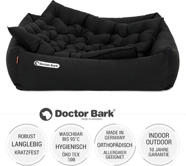 Ортопедичне ліжко для собак Doctor Bark - миється до 95°C, гігієнічне, без запаху, з м'якою подушкою для собак середніх порід (M - 80x70 см, чорний)