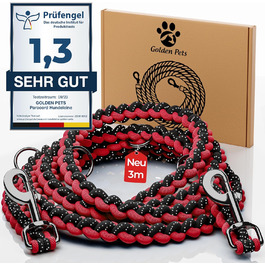 Світловідбиваючий повідець для собак Paracord, 3 м, регульований, водостійкий, міцний до 250 кг, для малих та великих порід