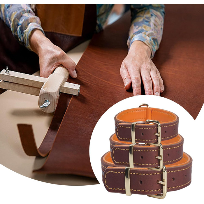 Нашийник для собак з натуральної шкіри, великих та екстра-великих порід (колір коричневий, розмір M)