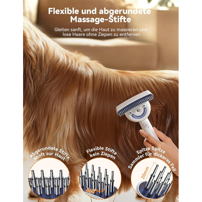 Щітка для вичісування підшерстка собак та котів FEELNEEDY, 4 в 1, для довгошерстих порід, 23+35 зубців, двосторонній спрей, 2 щітки з кожної сторони