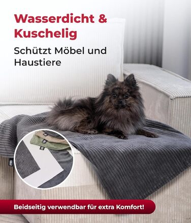 Водонепроникний плед для собак та котів на диван – захист від плям – дихаючий та пральний – Made in Germany (Антрацит, 65x95см)