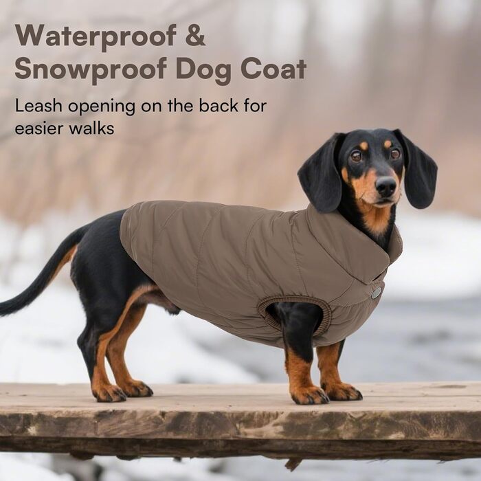 Зимовий теплий водонепроникний одяг для собак великих порід ASENKU: тепла флісова куртка з отвором для повідка, колір кава, розмір L