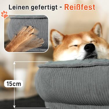 Ліжко для собак середніх та великих порід з високими бортиками, знімний та пральний чохол, кошик для собак, зручна подушка з роликом для шиї, неслизьке дно