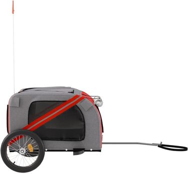 Фарм-причіп для собак Tidyard, 45 кг, з відбивачами, Oxford тканину та залізом (133,5 x 69 x 73,5 см, червоний та сірий)