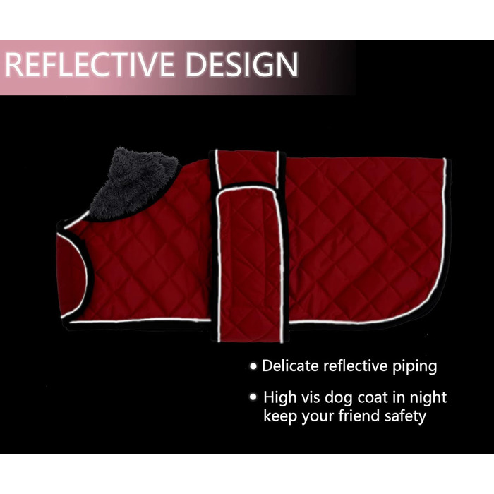 Зимовий теплий пуховик для такс, тепла куртка для собак, пуховик для вулиці з регульованим поясом та отвором для поводок, для середніх та маленьких такс - червоний, розмір S