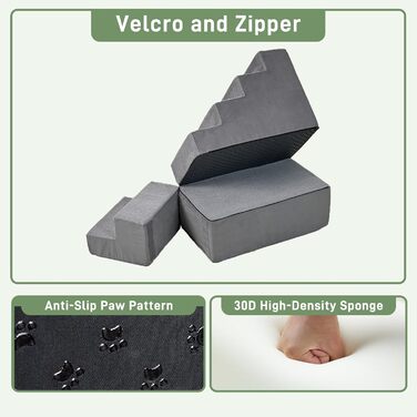 Сходинки для собак до ліжка, 73.7 см, 6 сходинок, сірі. Підходять для ліжок/диванів висотою 63.5–76.2 см. Безпечні та стійкі для маленьких та великих собак/кішок