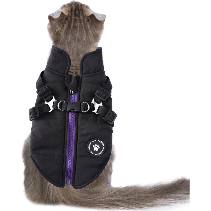 Зимова куртка для собак, тепла флісова куртка, водонепроникний антик, утеплена, жилет для цуценят, маленьких, середніх та великих собак (Чорний, S)