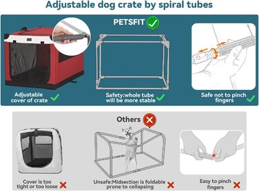 Транспортна переноска для собак Petsfit, велика, червона, розкладна, з міцної тканини та металевим каркасом