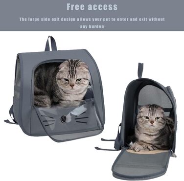 Сумка-переноска для котів та дрібних тварин, рюкзак-переноска з сіткою, сірий колір