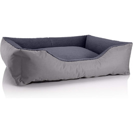 Ліжко для собак BedDog Teddy XL, сіро-сіре, з бортиками, з кордури та мікрофібри, для дому і вулиці, квадратне, знімний чохол