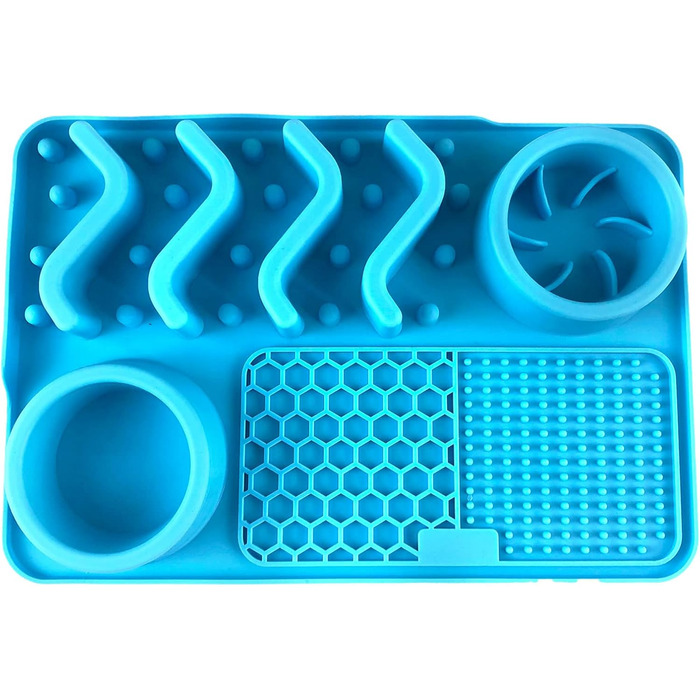 Мапа для повільного годування собак та котів: неслизька підставка для ласощів, що заспокоює, велика, з присосками, блакитна