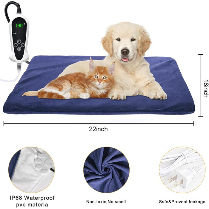 Електричний нагрівальний килимок для собак та котів RIOGOO, 55x45 см, з автовимкненням
