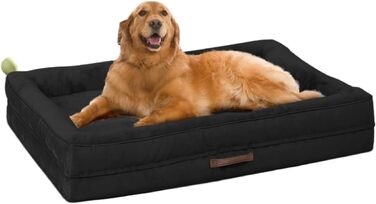Ортопедичне ліжко для собак XL, корзина для собак, що стирається, з яєцеподібною піною, водонепроникний диван для собак з неслизьким дном та чотиристоронньою подушкою (Чорний, 117x76x19cm)