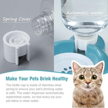 Набір мисок для собак та котів з водопої та миски з нержавіючої сталі (Блакитний)