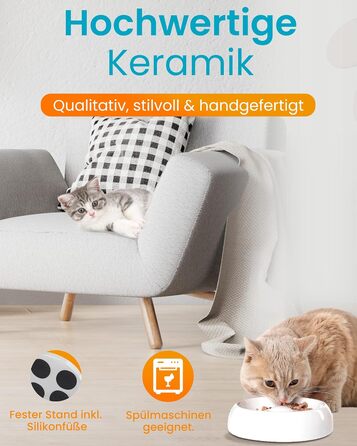 Керамічна миска для котів Lucky-Kitty XL, 27 см, для всіх порід та віку | Миска для корму котів, стійка до миття в посудомийній машині