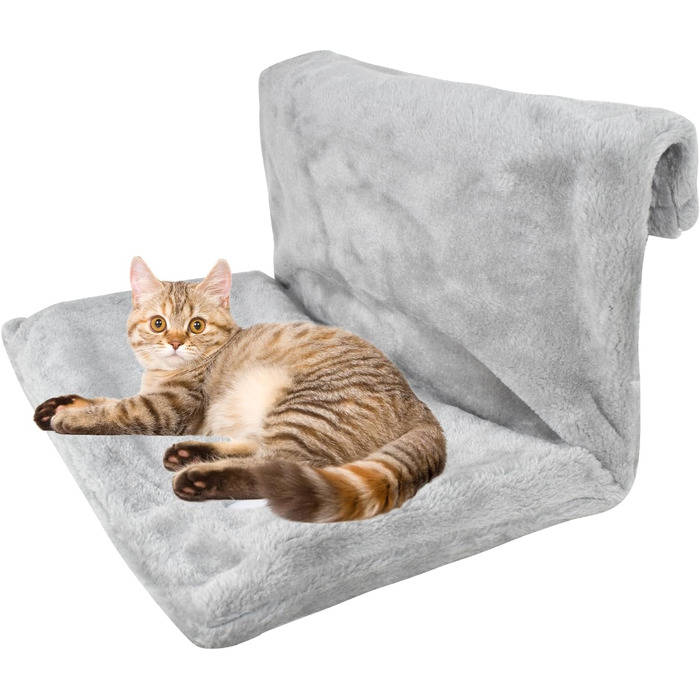 Килимок для кота на радіатор Dokeno, підвісна лежанка-гамак, теплий лежак для котів, лежанка-гамак для котів з м'яким плюшевим покриттям, зручна підвісна лежанка для котів на будь-який радіатор, 46x30x25 см