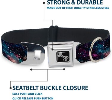 Нашийник для собак Buckle-Down Galaxy Collage з кісткою, середній, 27,9–43,2 см