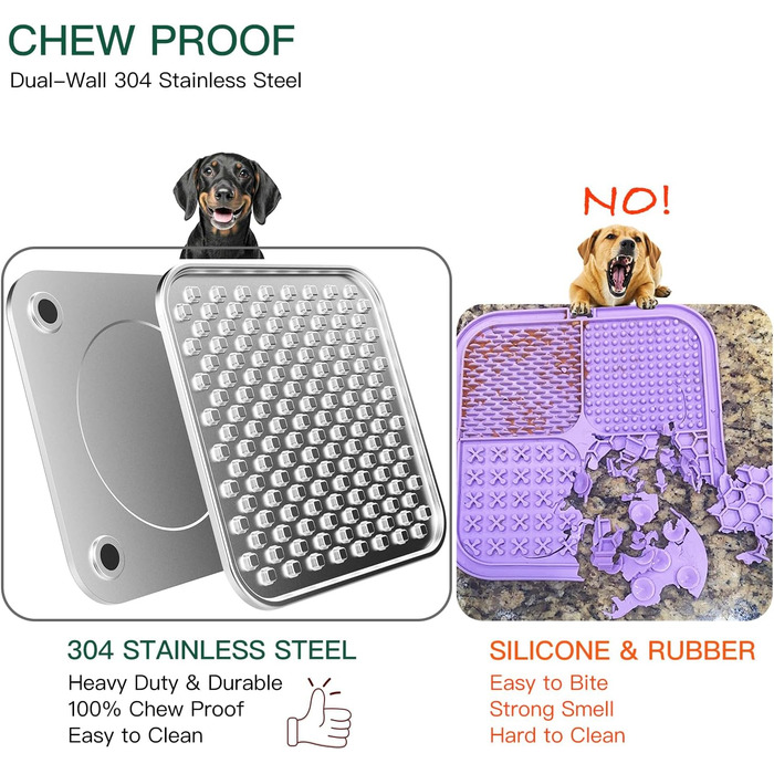 Лежак-міска для собак та котів з нержавіючої сталі, Slow Feeder, зменшує тривожність, антиковзаюча основа, для сирого харчування, миється в посудомийній машині [Великий - 1 шт.]