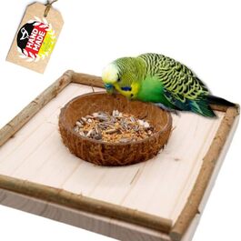 Сидіння для птахів Vogelgaleria з кокосовою мискою, знімна годівниця, іграшка та кормове сидіння для папуг і канарок