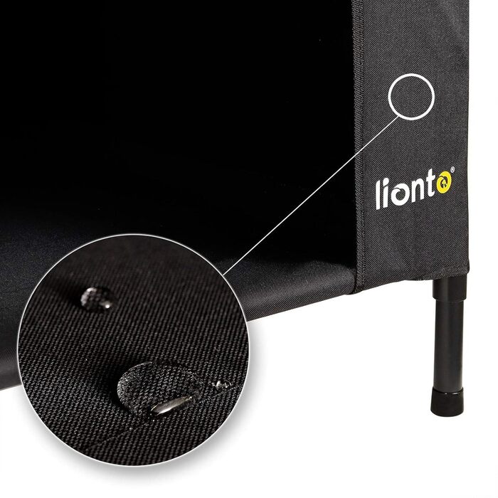 Лежанка для собак Lionto Outdoor з дахом, 110x75x105 см, водовідштовхувальне, зносостійке оксфордське полотно та дихаюче сітко, піднята лежанка з знімними ніжками, для собак до 60 кг, чорний колір