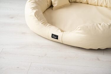 Ортопедичне ліжко для собак Nancy Premium, велике, кремове (XL) - килимок, ліжко для собак з еко-шкіри, з антиковзаючою поверхнею, зносостійке, міцне