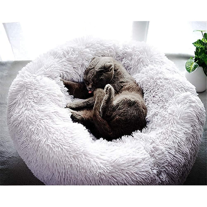 Кругла м'яка ліжко-софа для собак та котів, XXL (100 см), чорний/рожевий