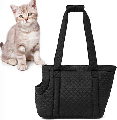 Сумка-переноска для собак та котів з бавовни, чорна. Зручна переноска для маленьких собак, цуценят та кошенят. Легка та портативна, з кишенями.