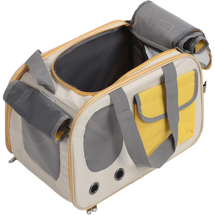 Транспортна переноска для котів та собак LUCKDANO, складана, з регульованим ременем, міцна, стильна (жовта)