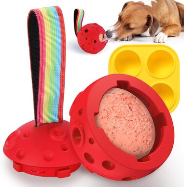 Іграшка для собак Larimuer Schleckball: інтерактивна годівниця-іграшка з силікону (червона)